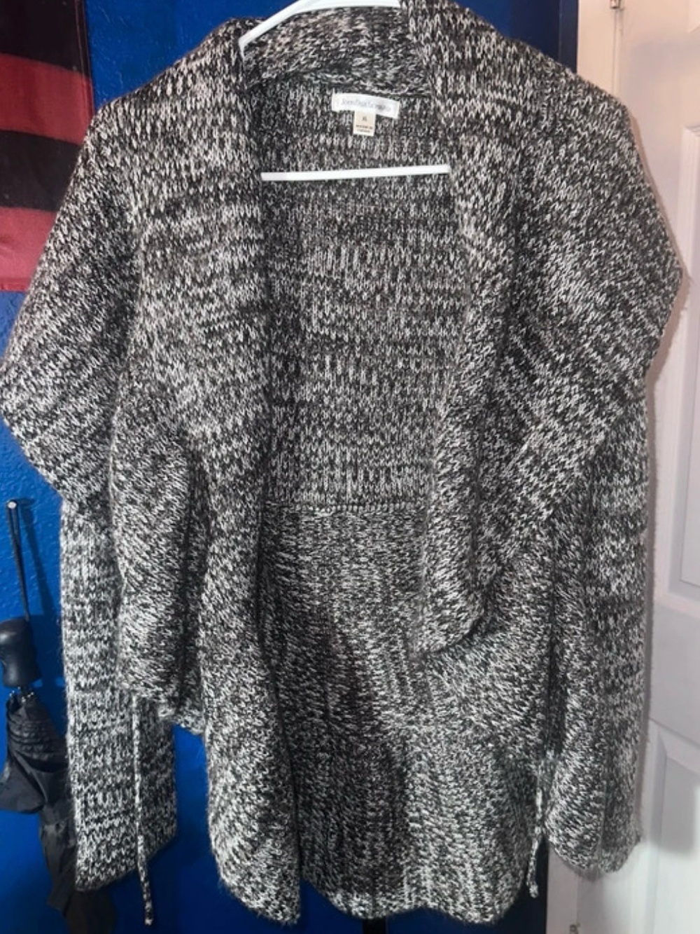 JohnPaulRichard Black and White Marled Open-Front Cardigan